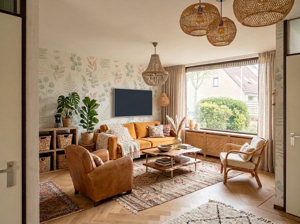 Interior design in Bohemian style — Living Room by GenRoom AI
