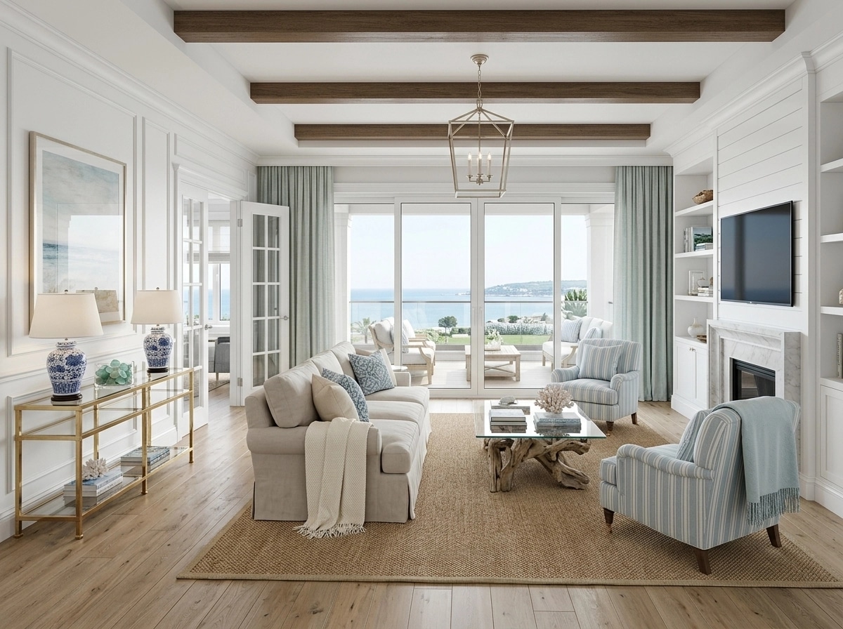 Interior design in Coastal / Hamptons style — Living Room by GenRoom AI