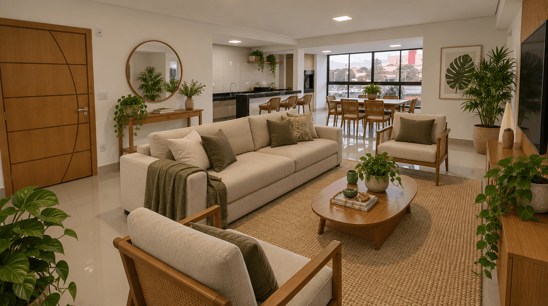Biophilic Living Room design — interior photo by GenRoom AI