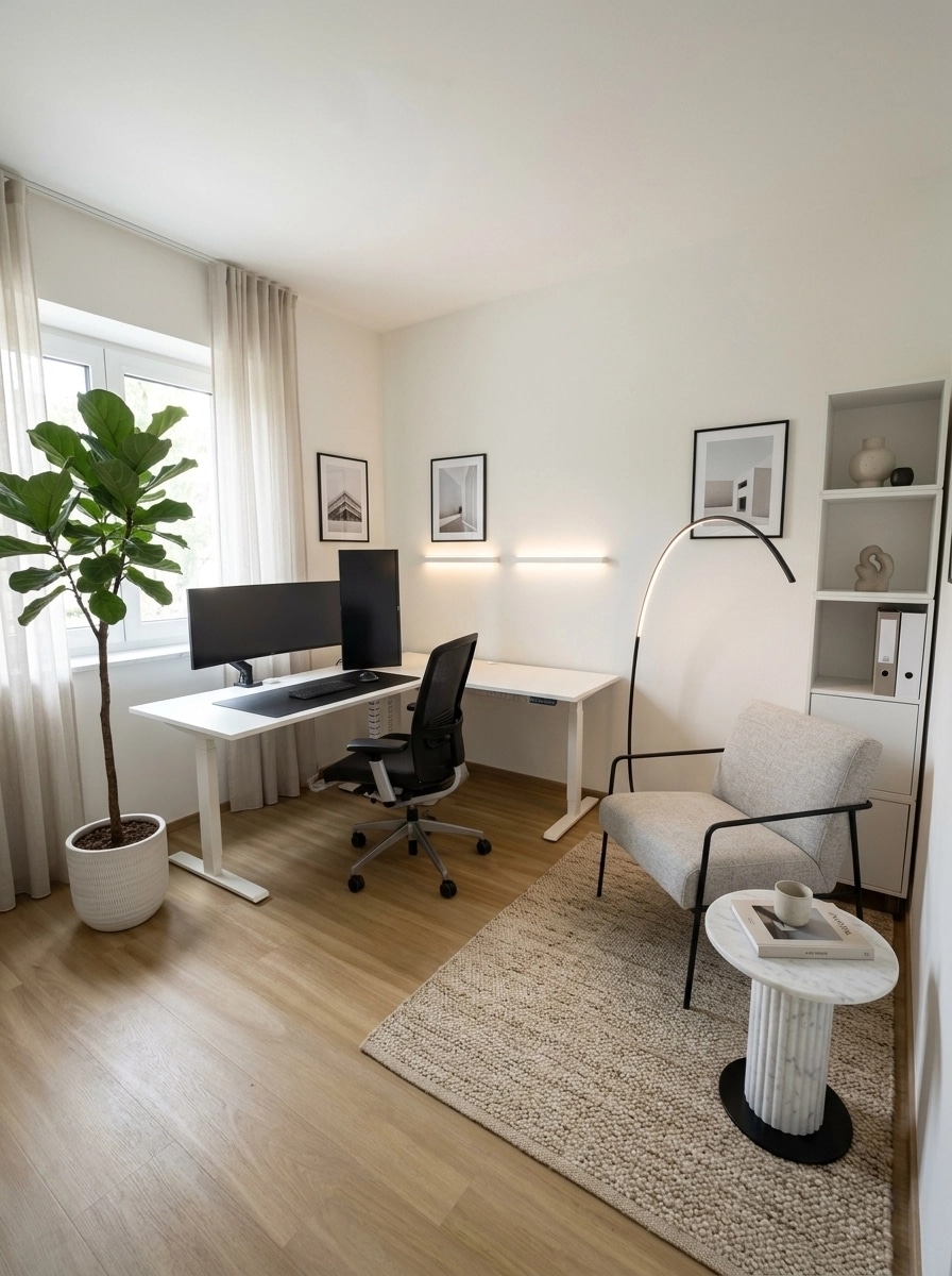 Office interior in Minimalism style — photo by GenRoom AI