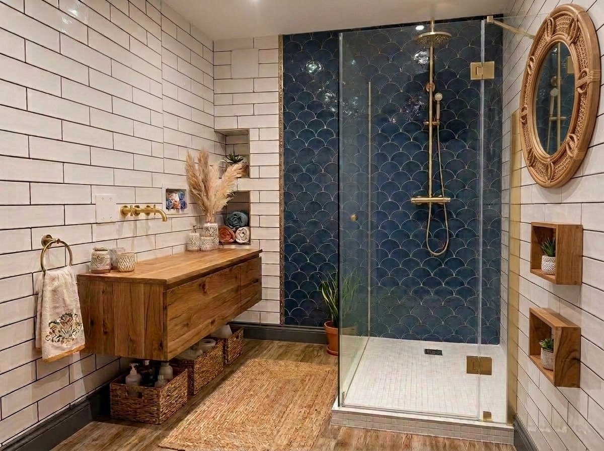 Bohemian Bathroom design — interior photo by GenRoom AI