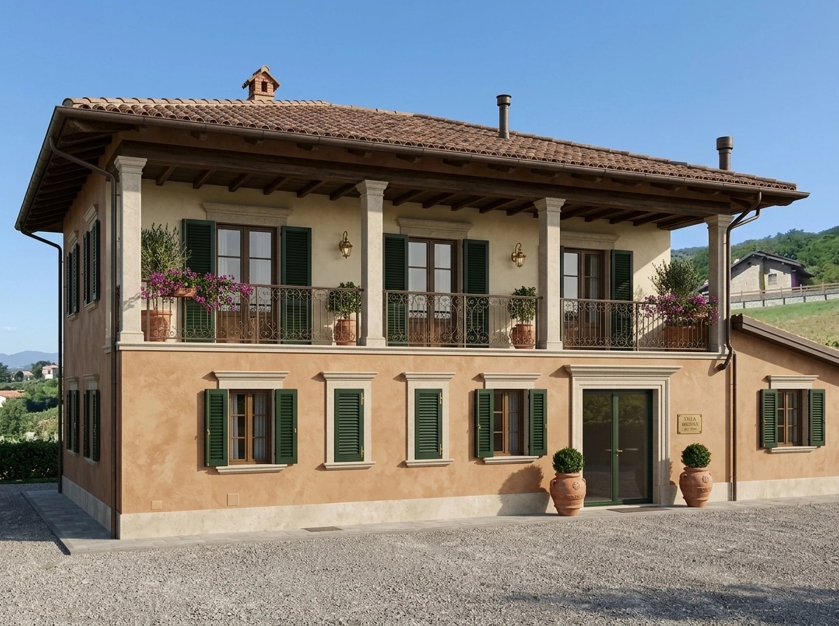 Facade design in Italian Villa Facade style — Facade by GenRoom AI