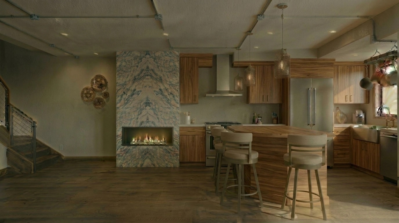 Loft / Industrial Kitchen design — interior photo by GenRoom AI
