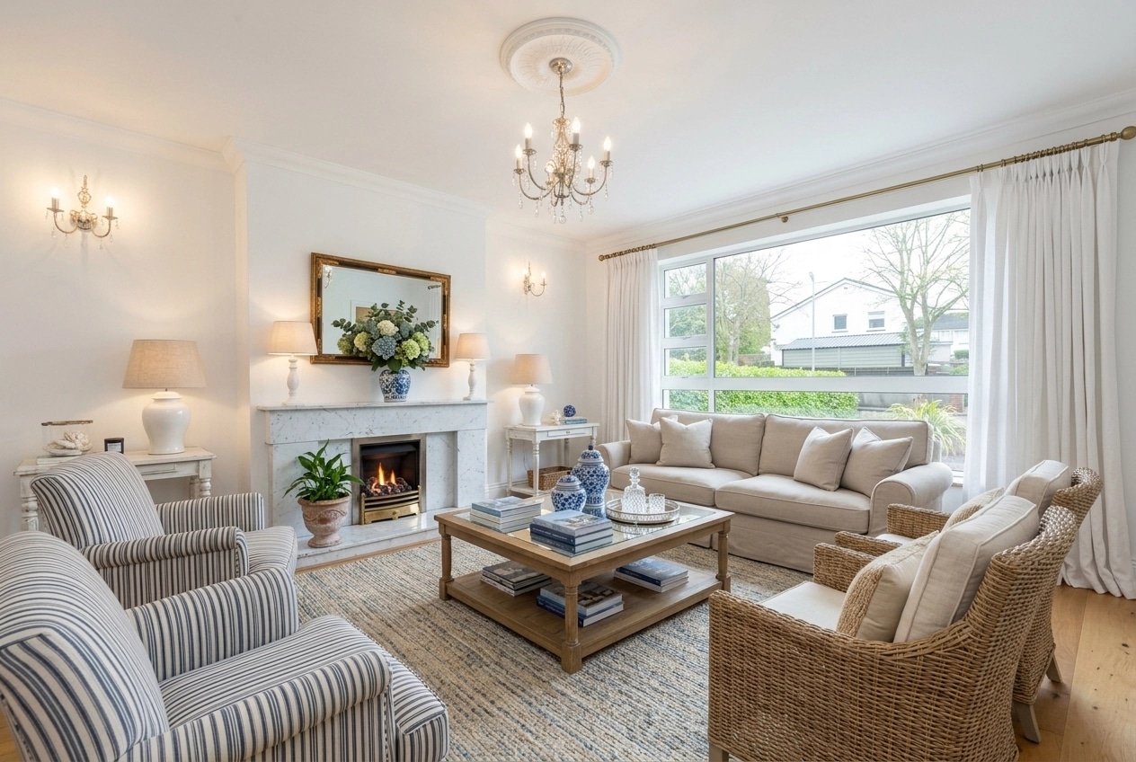 Interior design in Coastal / Hamptons style — Living Room by GenRoom AI