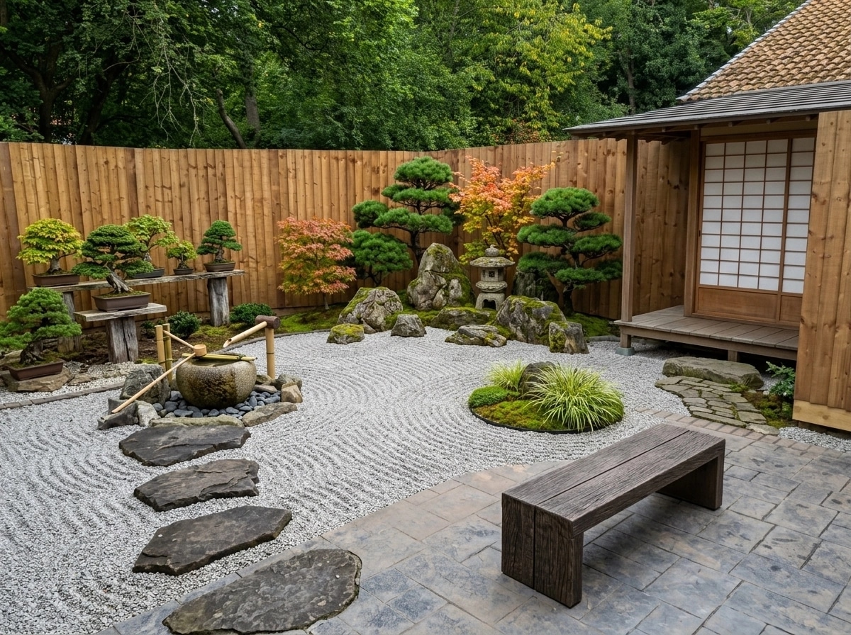 Design paysager en style Japanese Garden — Jardin par GenRoom AI