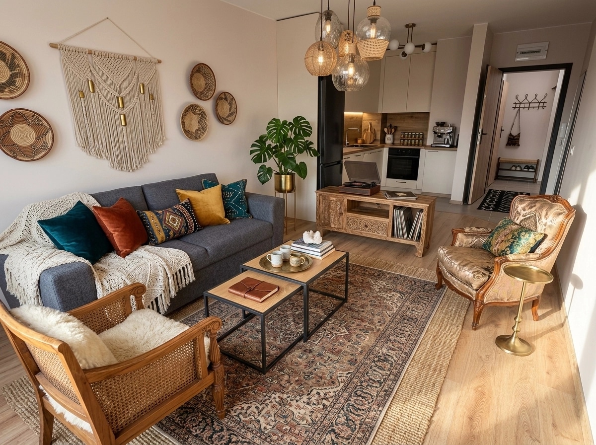 Interior design in Bohemian style — Living Room by GenRoom AI