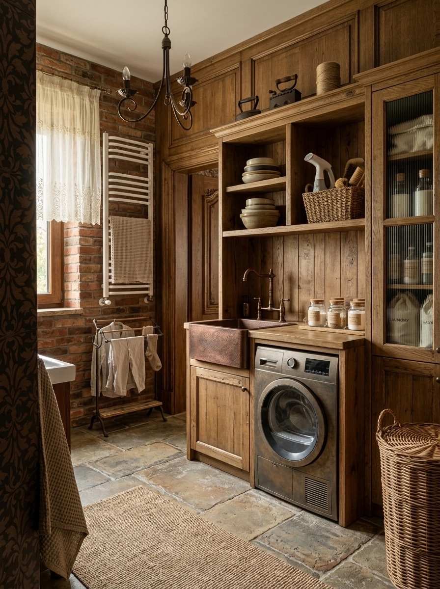Interior design in Rustic style — laundry by GenRoom AI