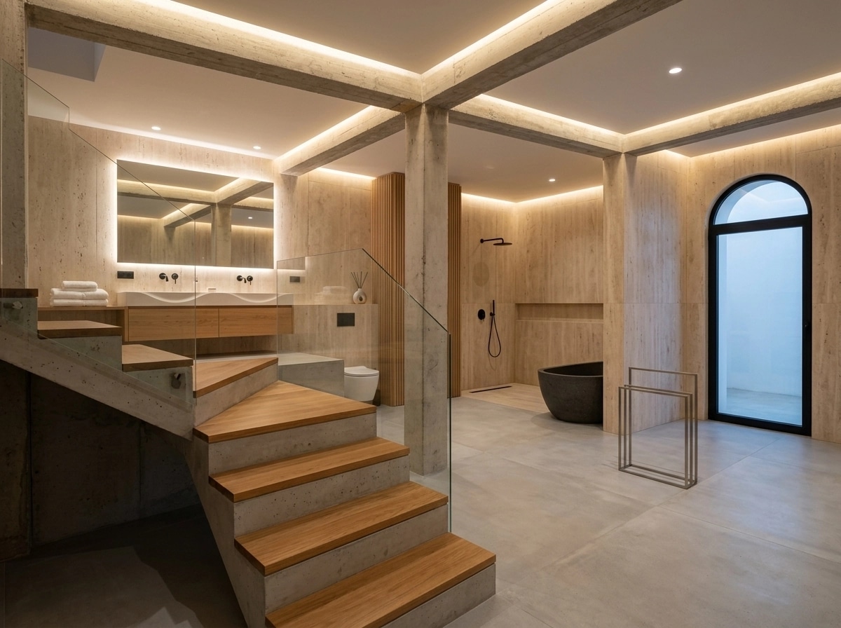 Bathroom interior in Minimalism style — photo by GenRoom AI