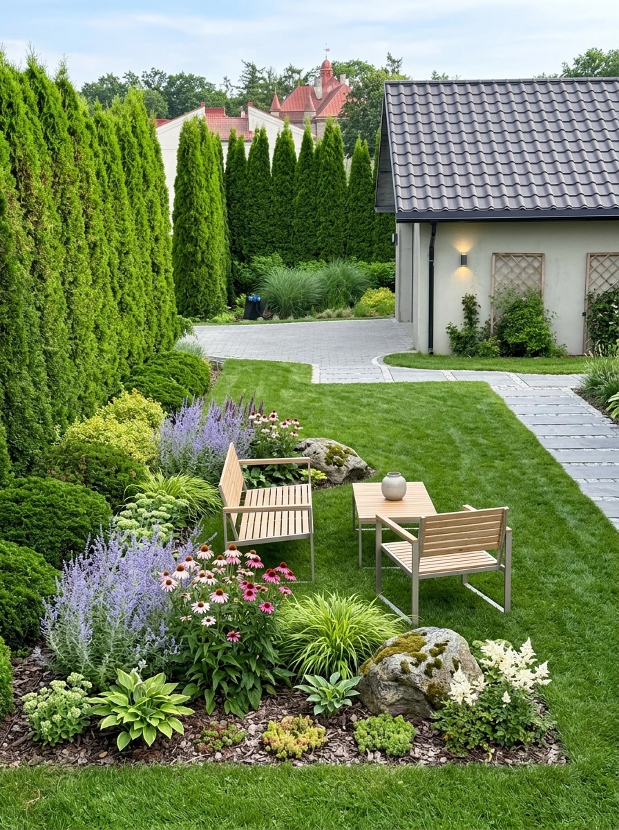 Landscape design in Scandinavian Garden style — Yard by GenRoom AI