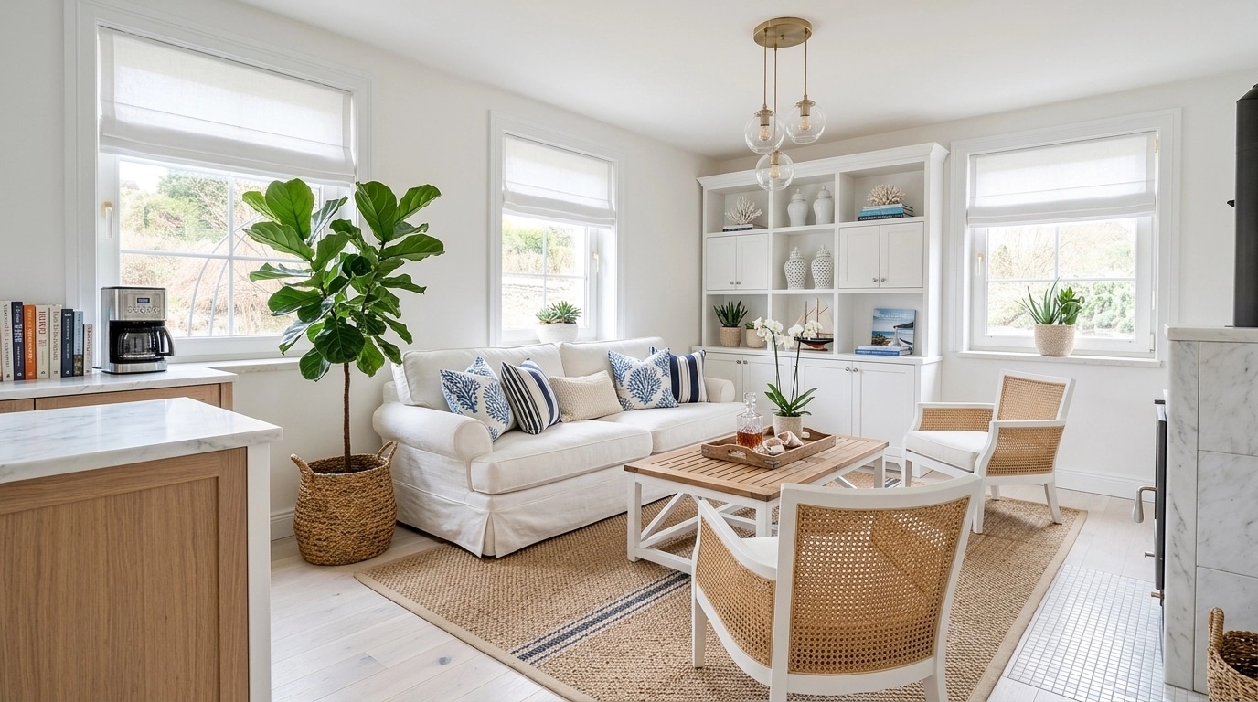 Interior design in Coastal / Hamptons style — Living Room by GenRoom AI