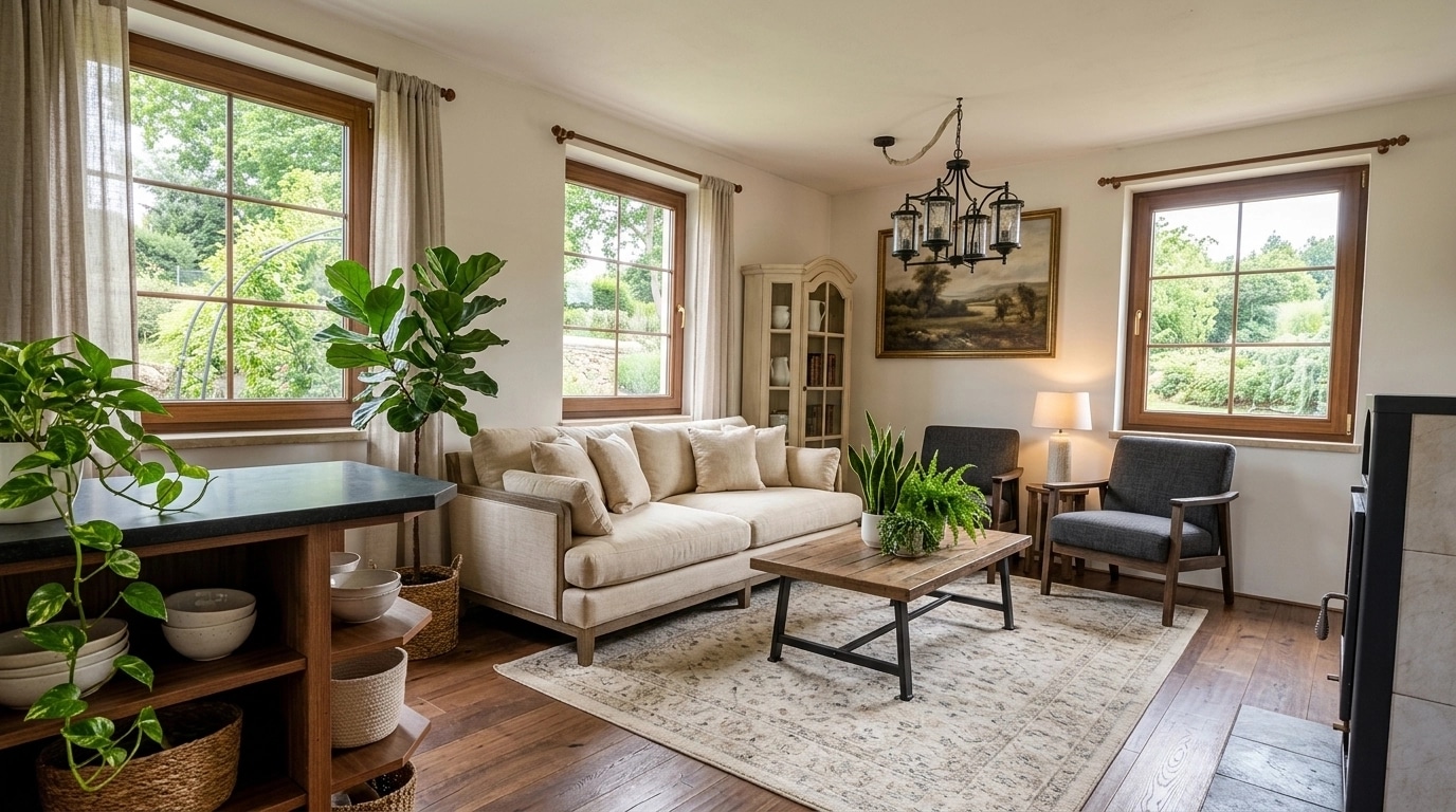 Modern Farmhouse Living Room design — interior photo by GenRoom AI