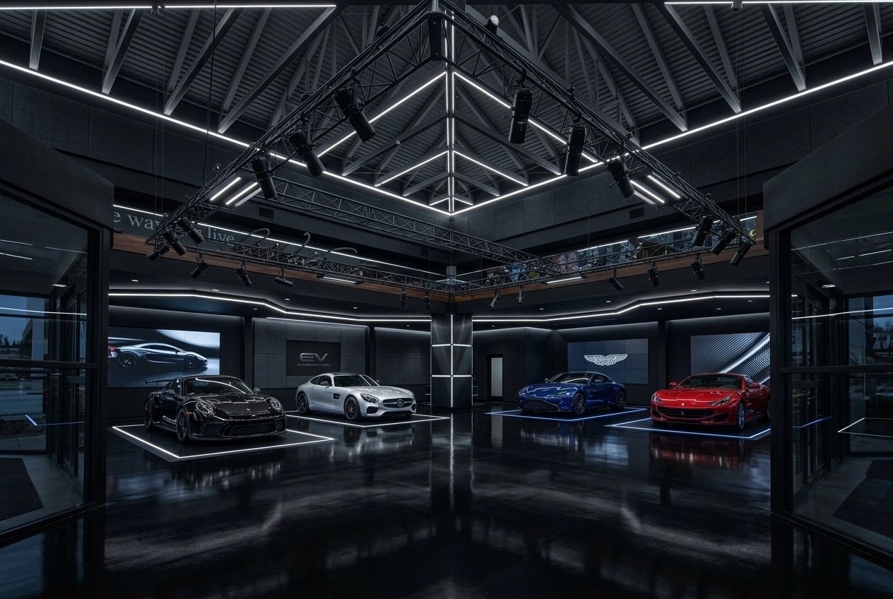 Interior design in Blacktec style — showroom by GenRoom AI