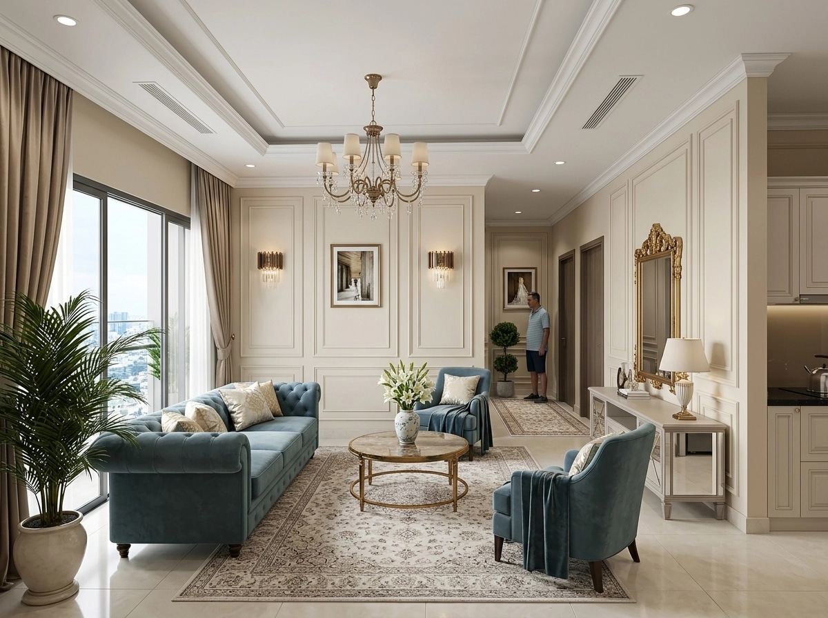 Interior design in Neoclassic style — Living Room by GenRoom AI
