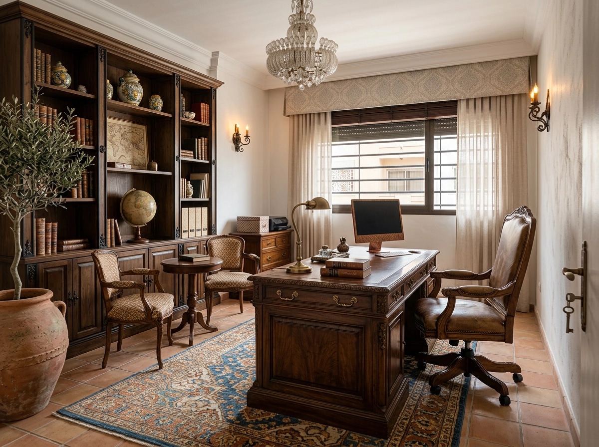 Office interior in Mediterranean style — photo by GenRoom AI