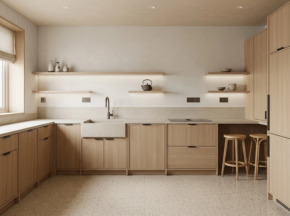 Kitchen interior in Japandi style — photo by GenRoom AI