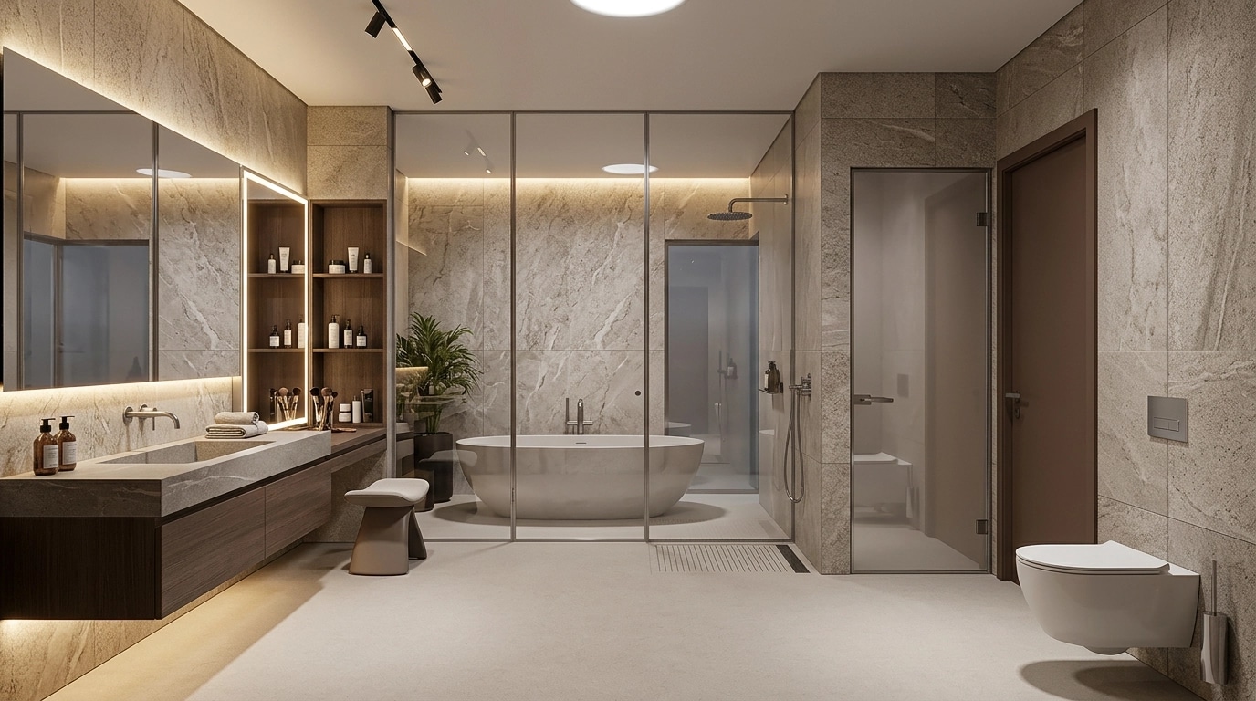 Bathroom interior in Contemporary style — photo by GenRoom AI
