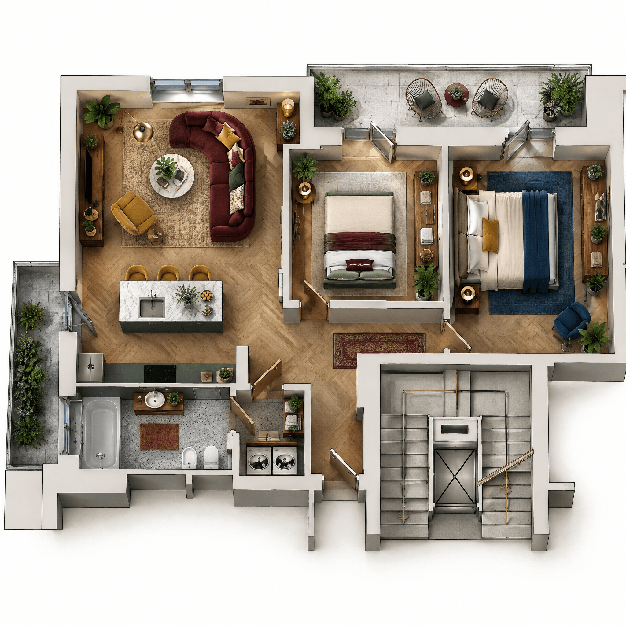 Interior design in Mid-Century Modern style — Living Room by GenRoom AI