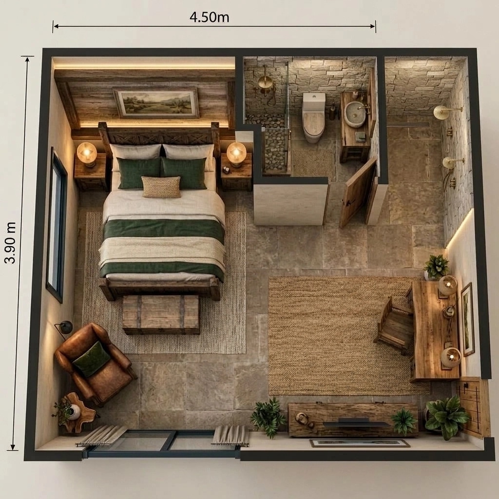Interior design in Rustic style — Bedroom by GenRoom AI
