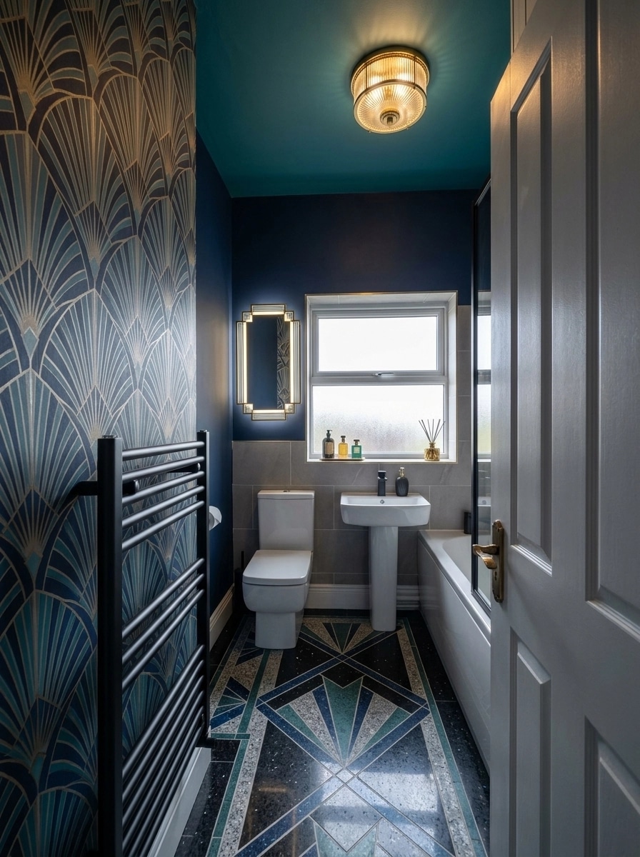 Bathroom interior in Art Deco style — photo by GenRoom AI