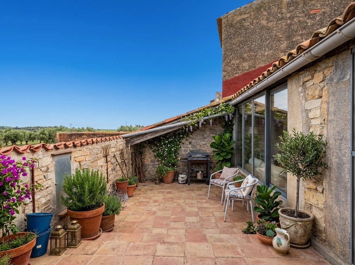 Interior design in Mediterranean style — terrace by GenRoom AI