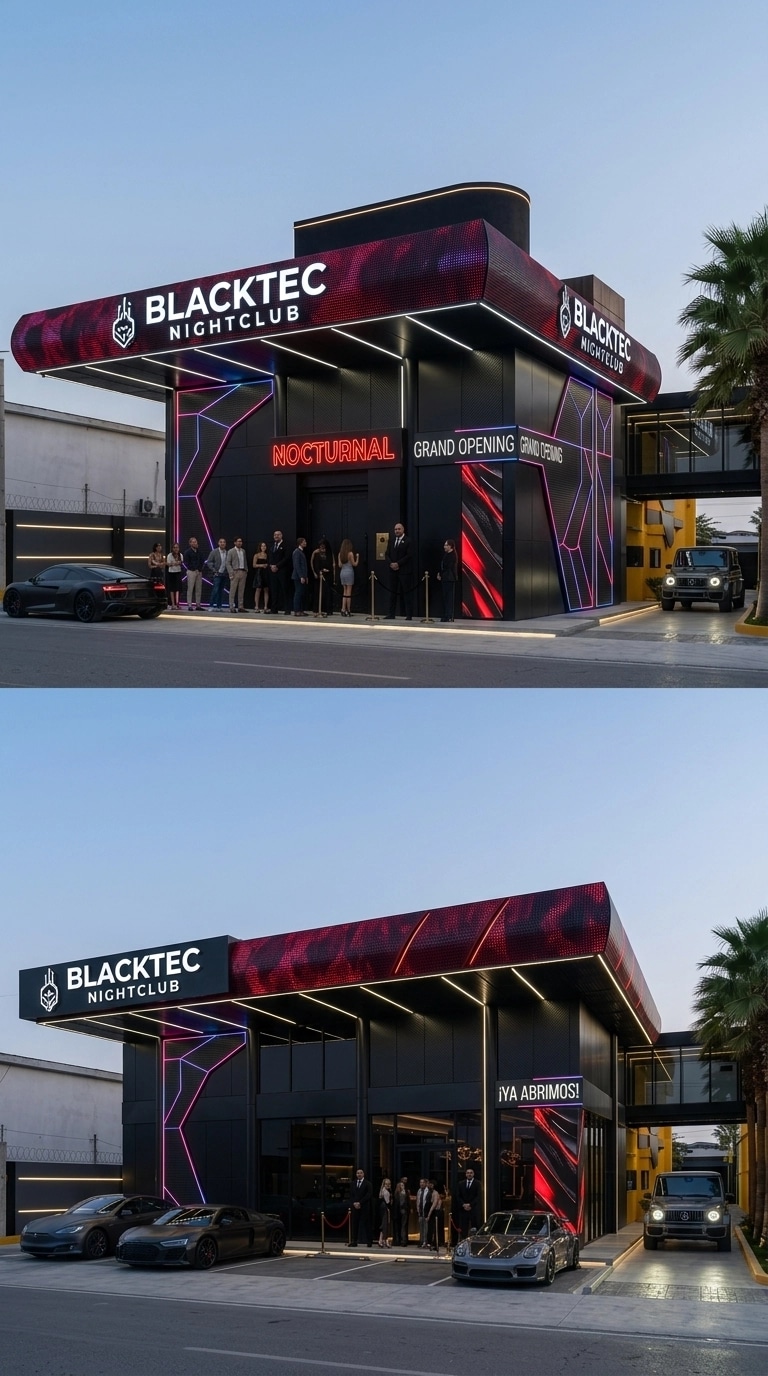 Facade design in Blacktec Facade style — Facade by GenRoom AI