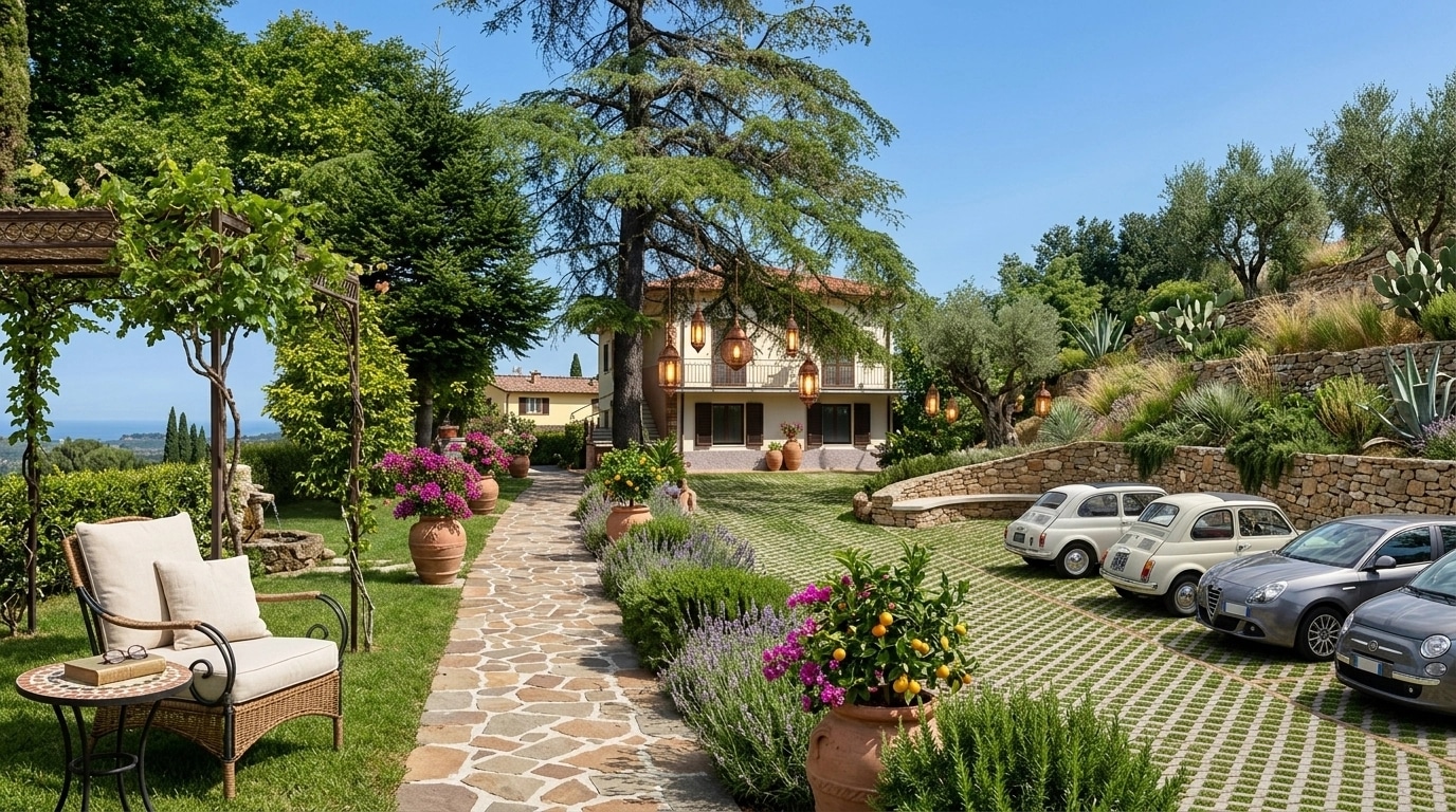 Landscape design in Mediterranean Yard style — Yard by GenRoom AI