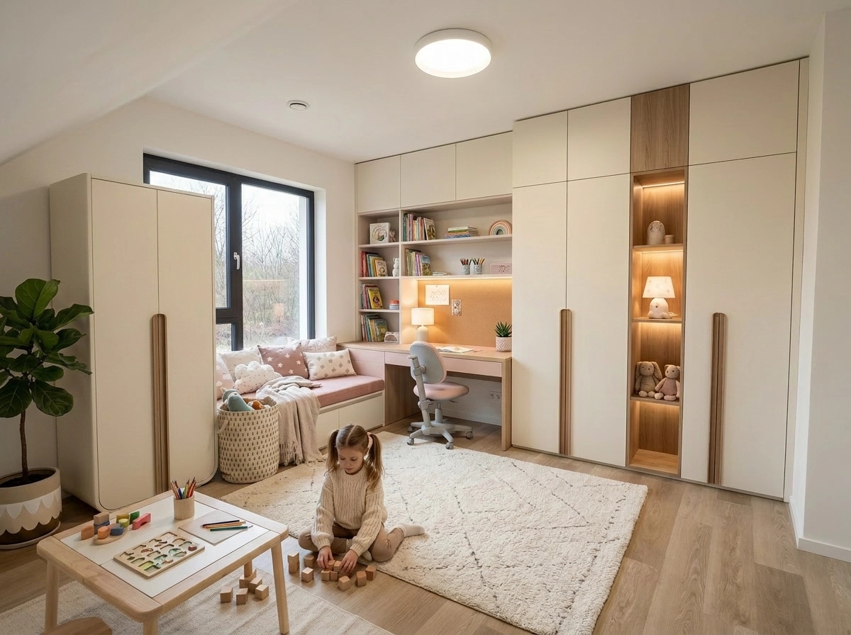 Contemporary Kids Room design — interior photo by GenRoom AI