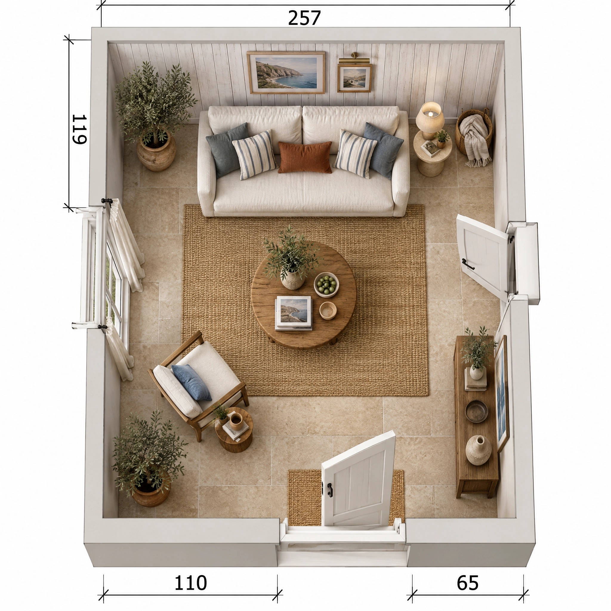Mediterranean Living Room design — interior photo by GenRoom AI