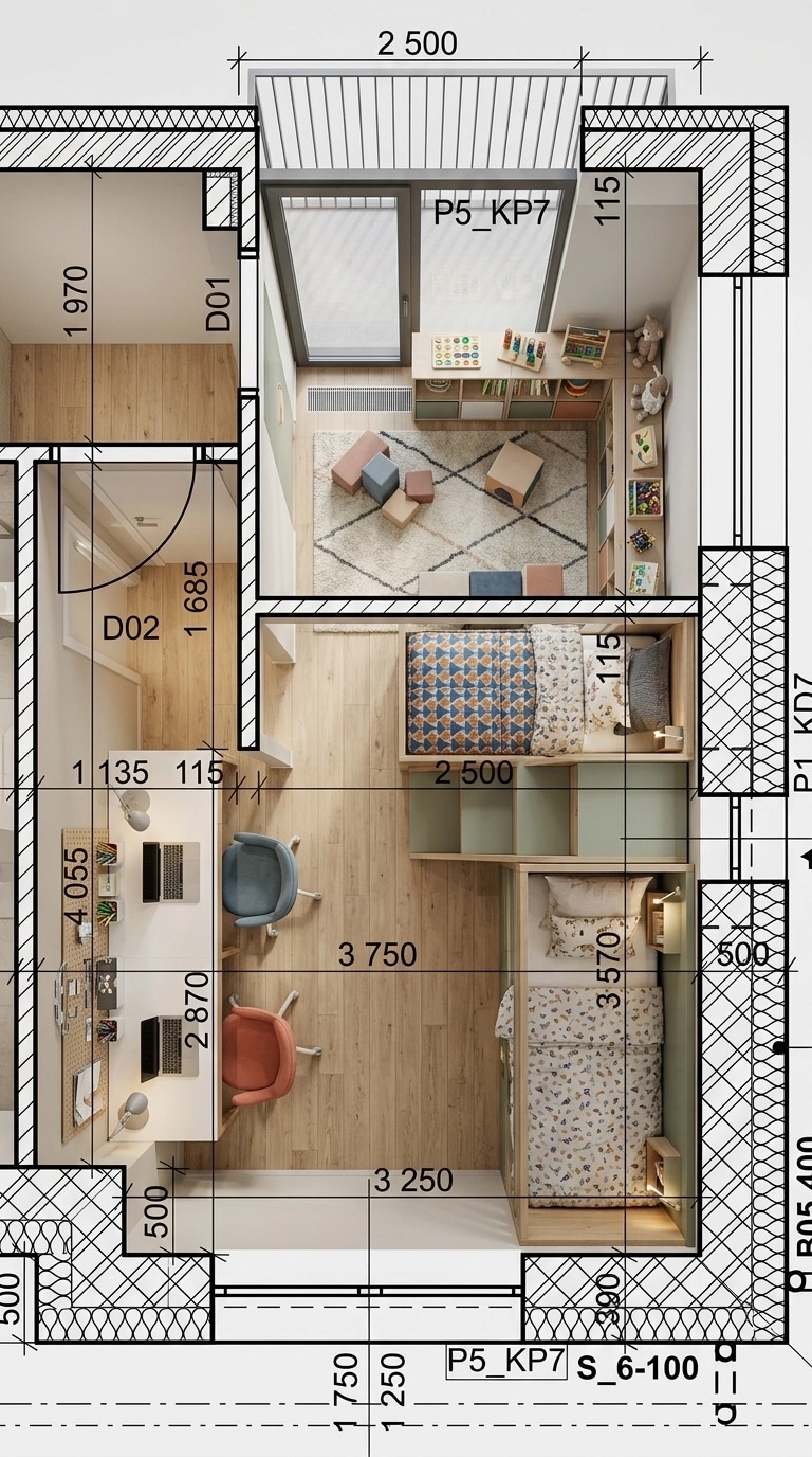Contemporary Kids Room design — interior photo by GenRoom AI