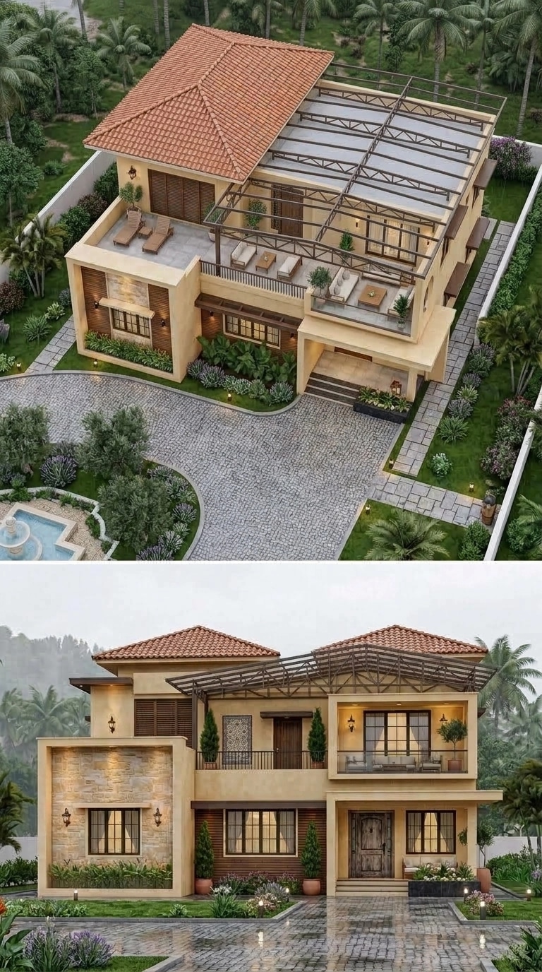 Facade design in Mediterranean Facade style — photo by GenRoom AI