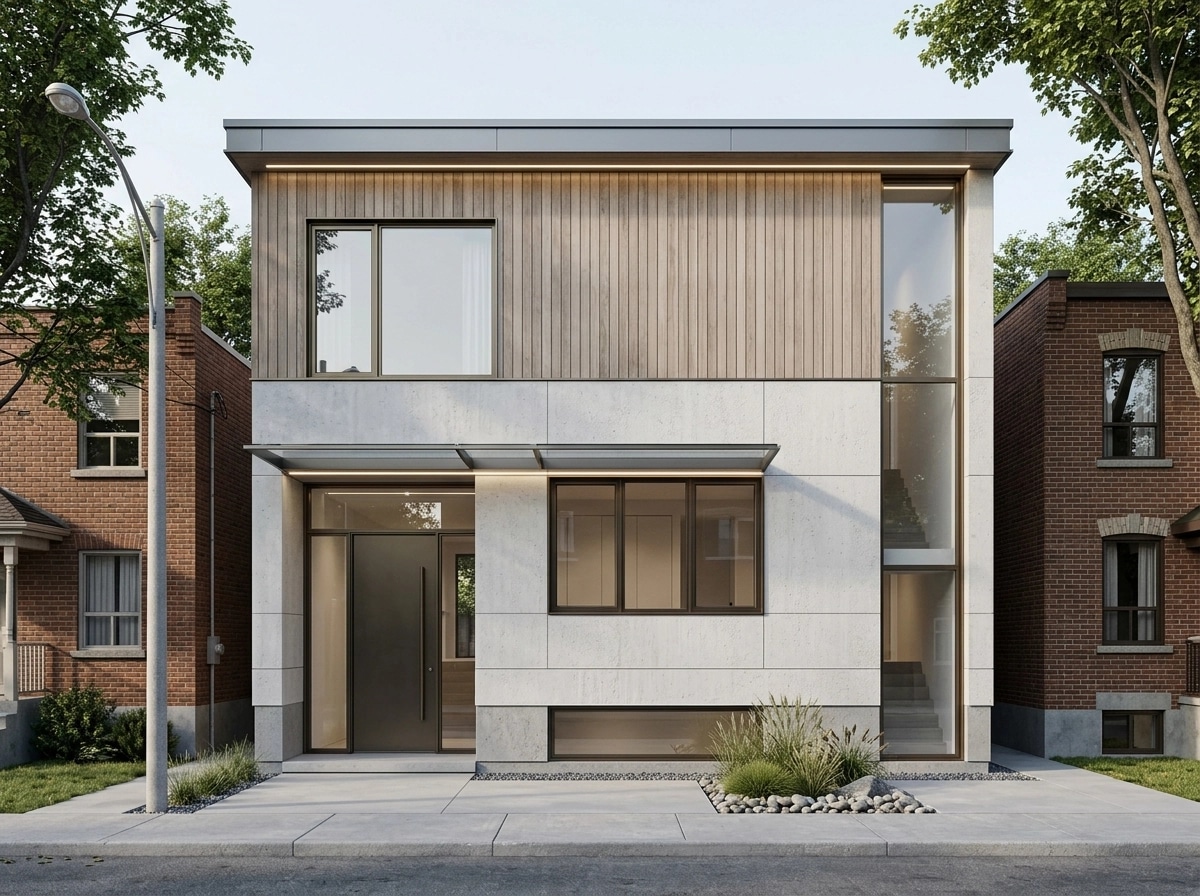 Facade design in Minimalist Facade style — photo by GenRoom AI