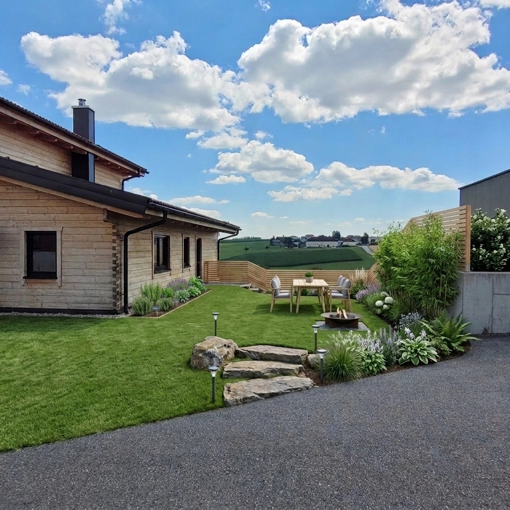Landscape design in Scandinavian Garden style — Yard by GenRoom AI