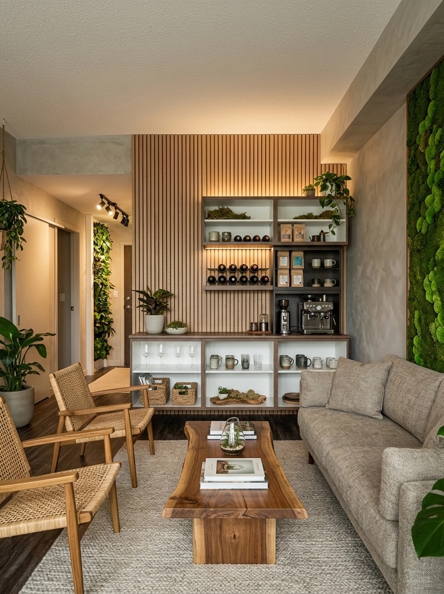 Interior design in Biophilic style — Living Room by GenRoom AI