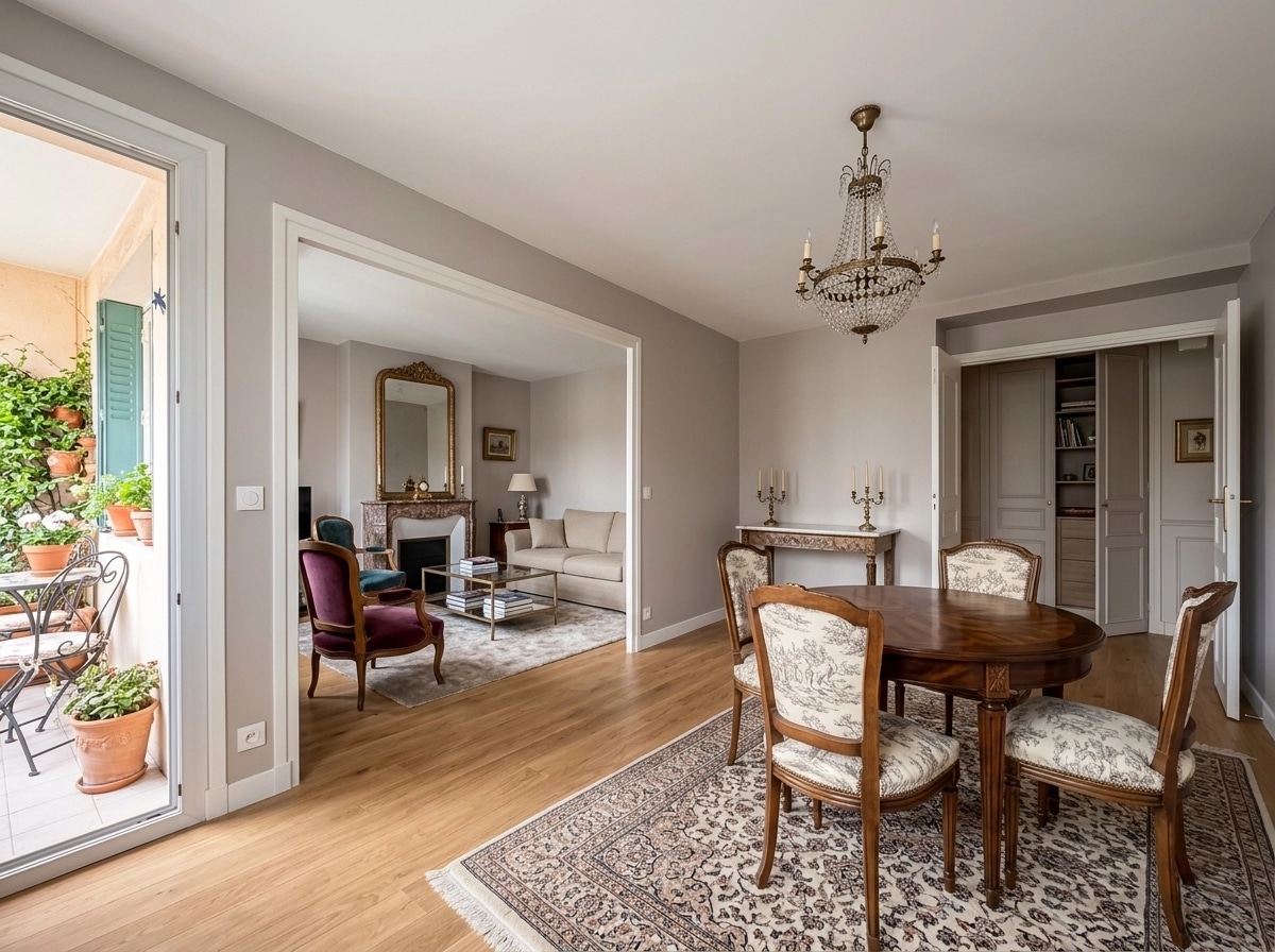 French Parisian Living Room design — interior photo by GenRoom AI