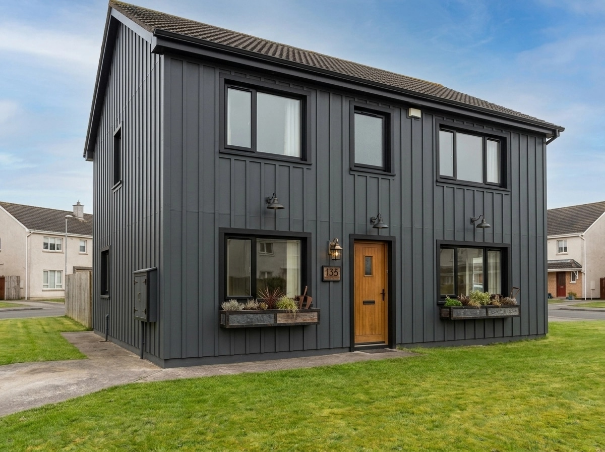 Facade design in Barnhouse Facade style — photo by GenRoom AI