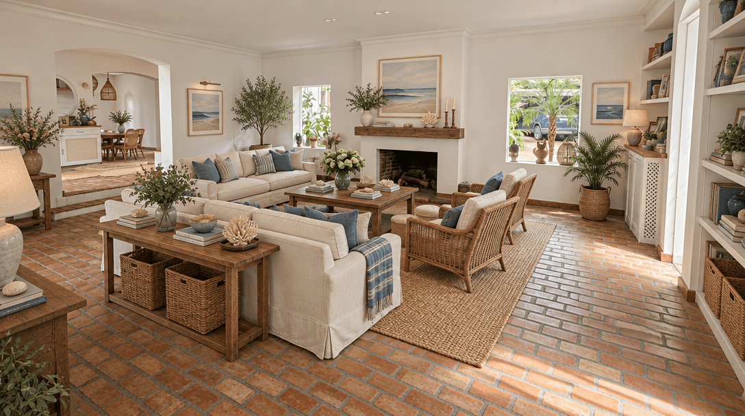 Interior desain di Coastal / Hamptons gaya — Ruang Tamu oleh GenRoom AI