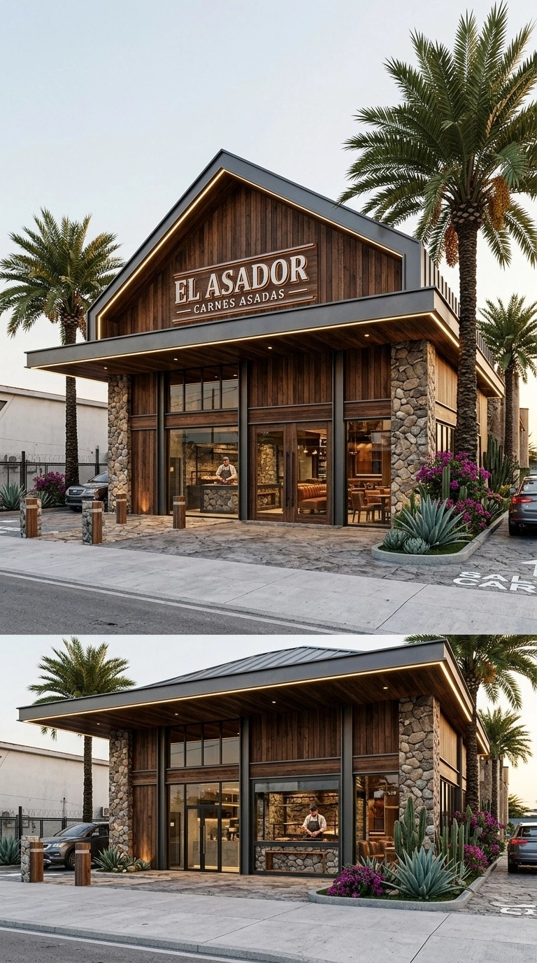 Facade design in Barnhouse Facade style — photo by GenRoom AI