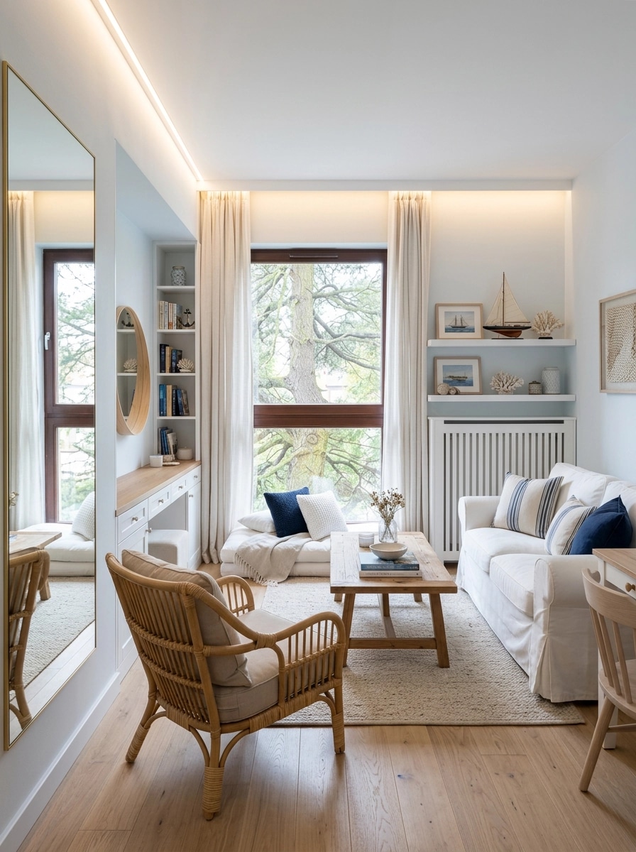 Interior design in Coastal / Hamptons style — Living Room by GenRoom AI