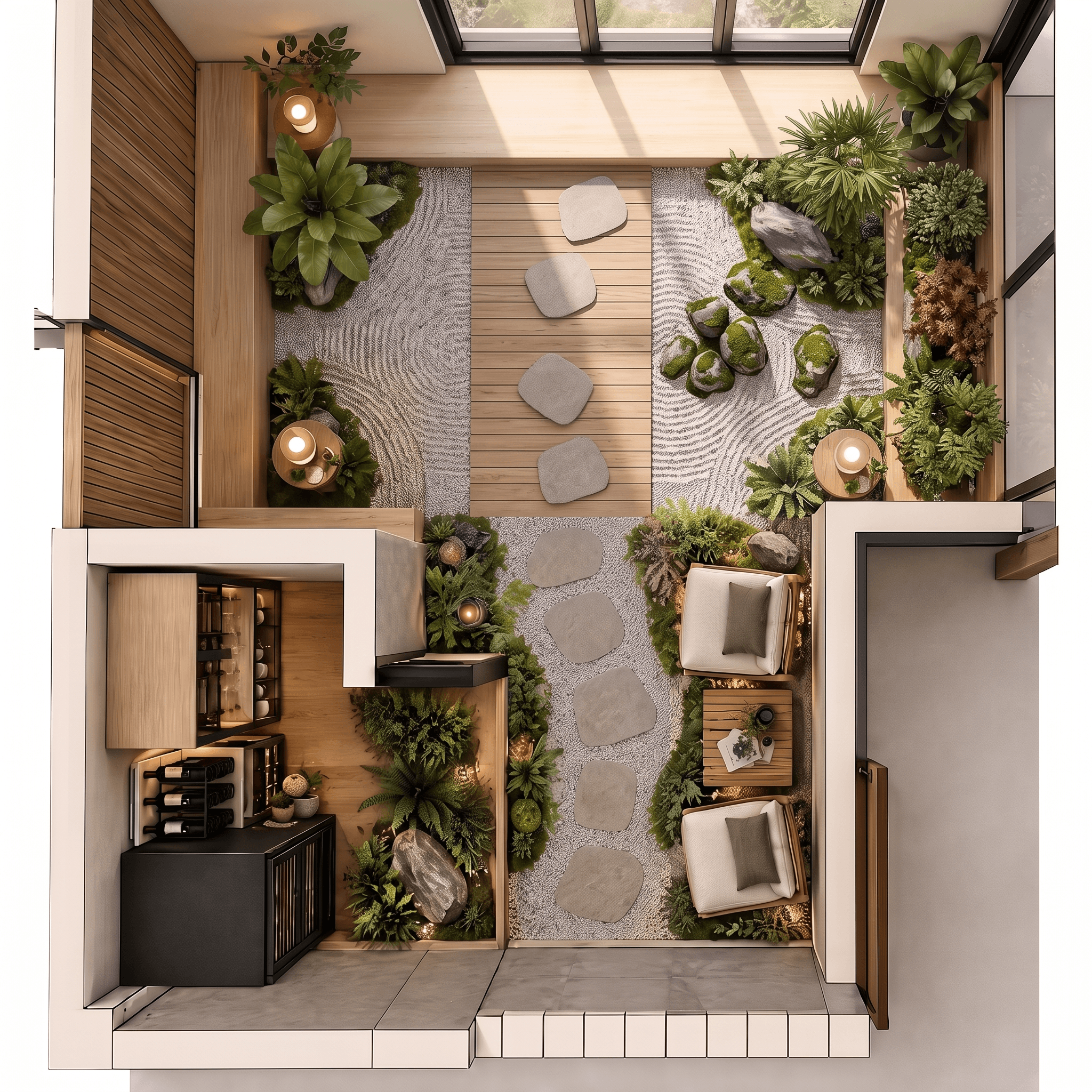 Biophilic Living Room design — interior photo by GenRoom AI