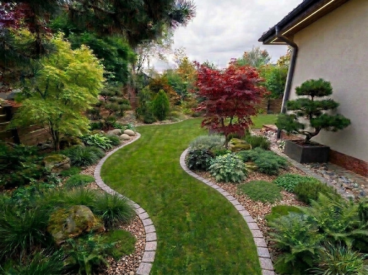 Landscape design in Scandinavian Garden style — Yard by GenRoom AI