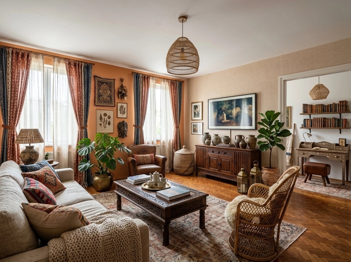 Interior design in Bohemian style — Living Room by GenRoom AI