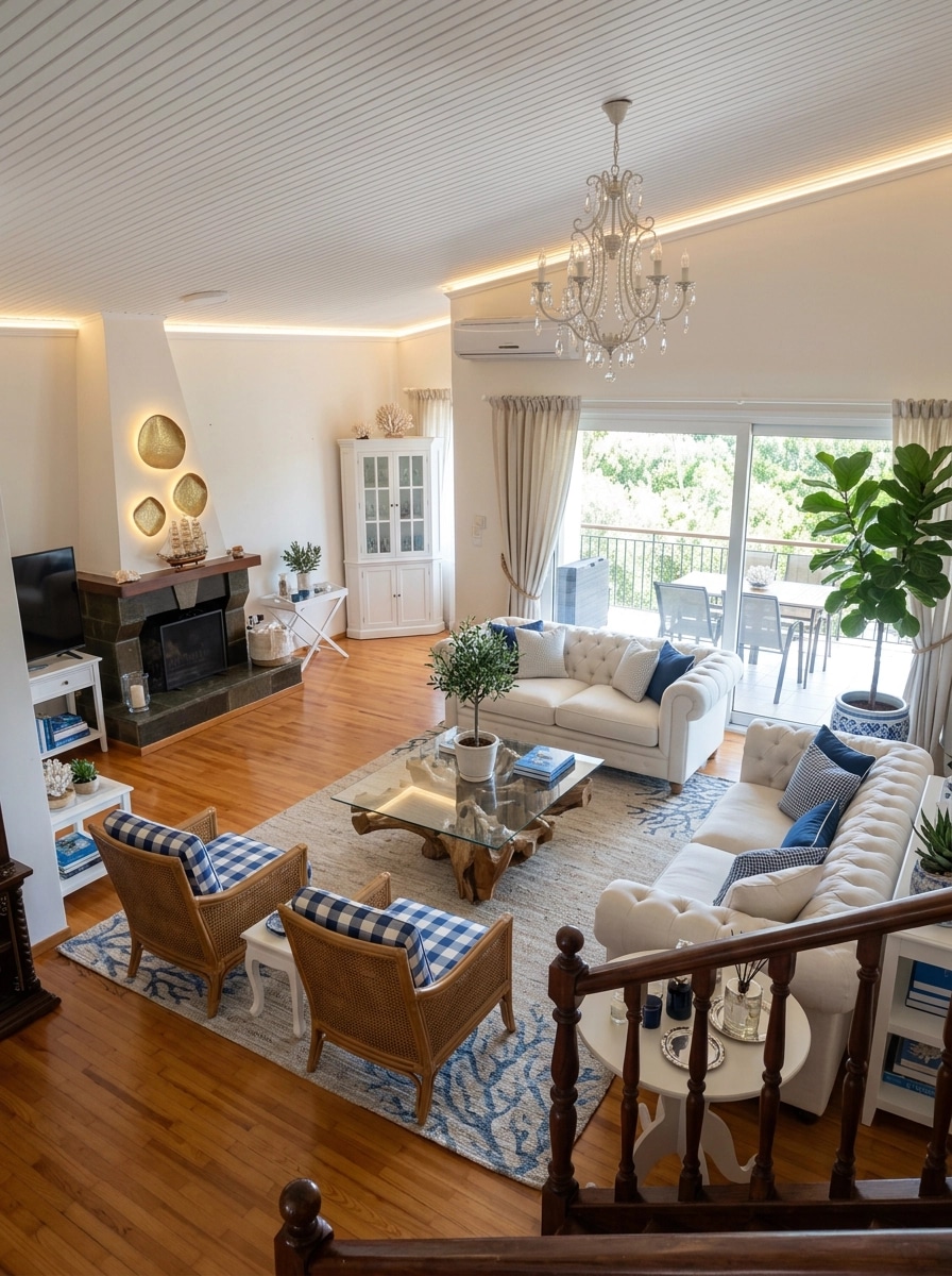 Interior design in Coastal / Hamptons style — Living Room by GenRoom AI