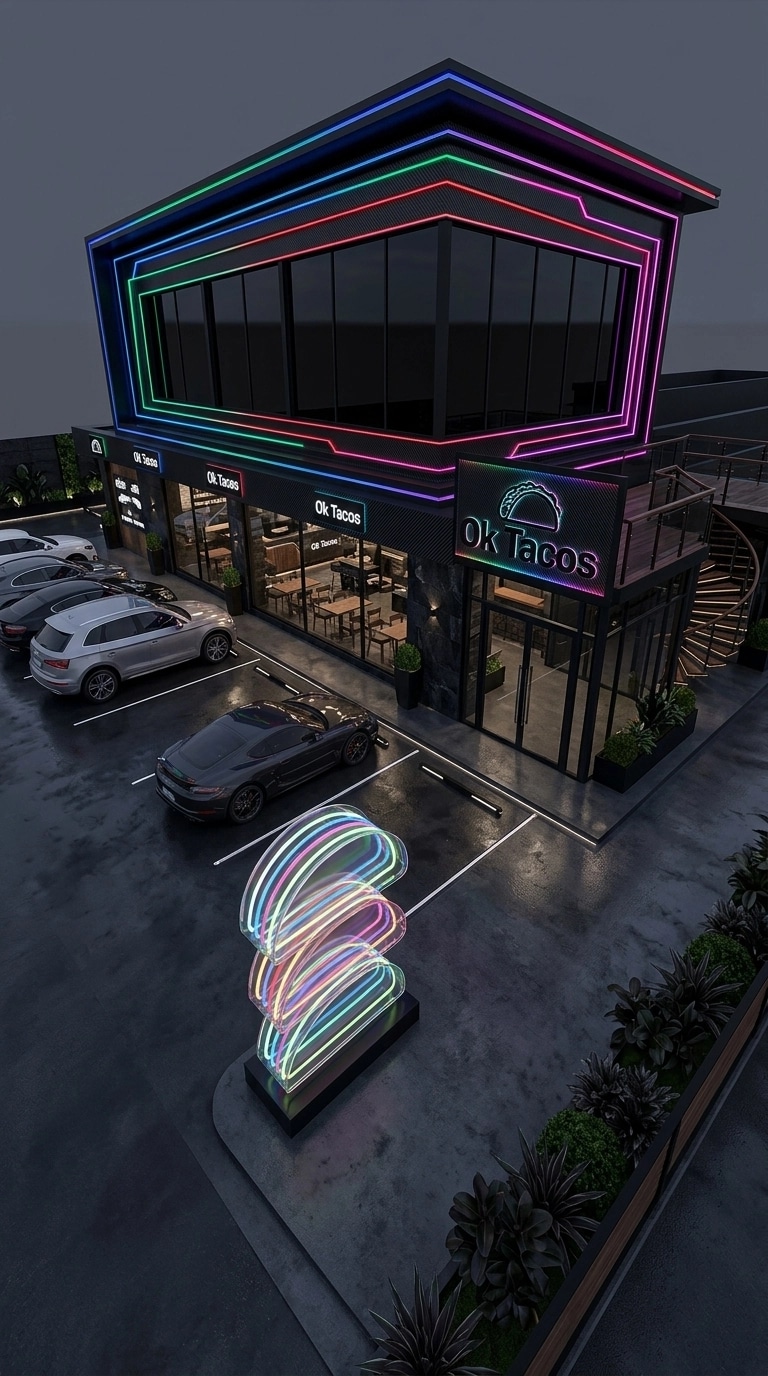 Facade design in Blacktec Facade style — Facade by GenRoom AI