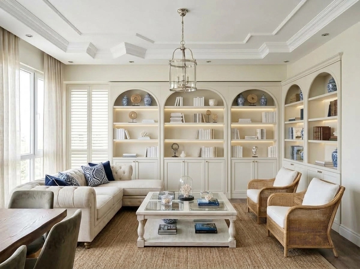 Interior design in Coastal / Hamptons style — Living Room by GenRoom AI