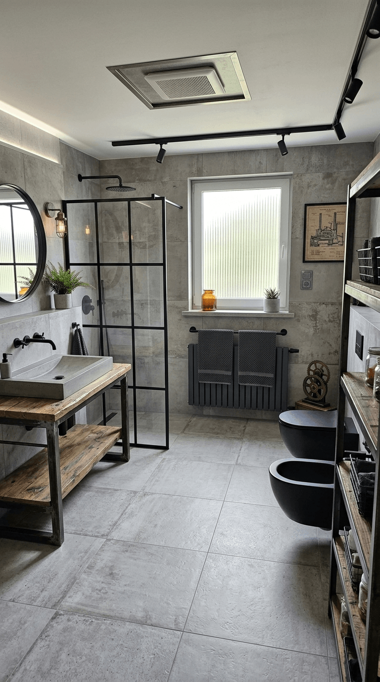 Bathroom interior in Loft / Industrial style — photo by GenRoom AI