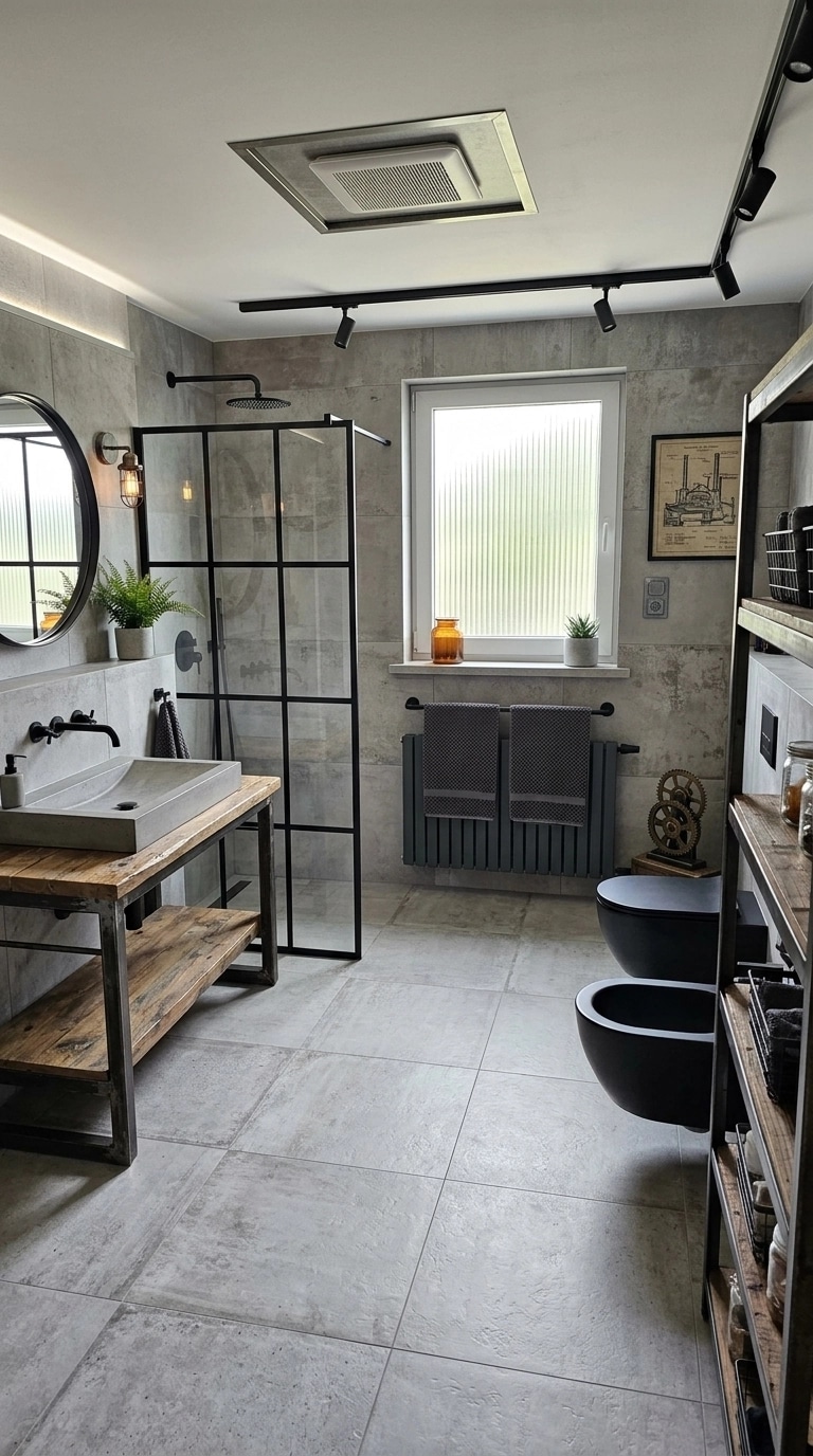 Interior design in Loft / Industrial style — Bathroom by GenRoom AI