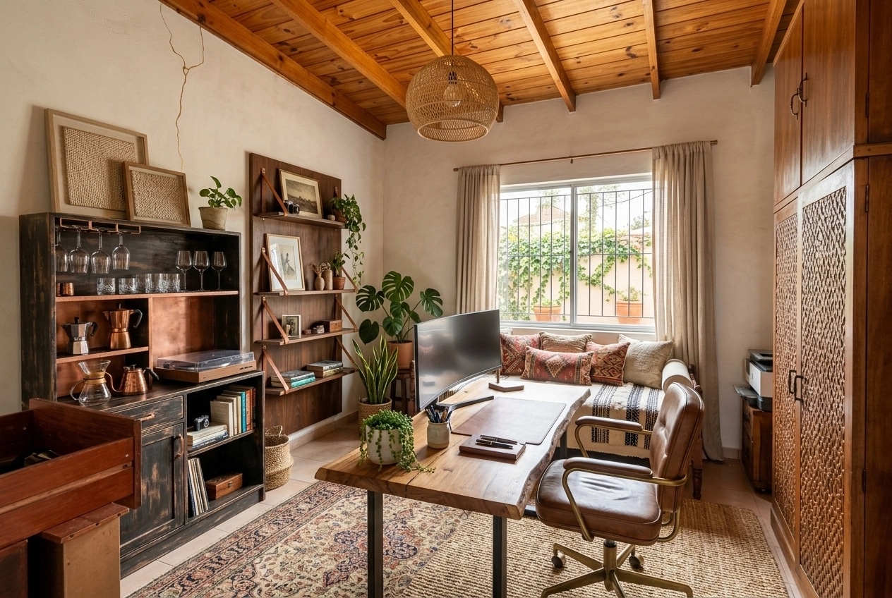 Interior design in Bohemian style — Office by GenRoom AI
