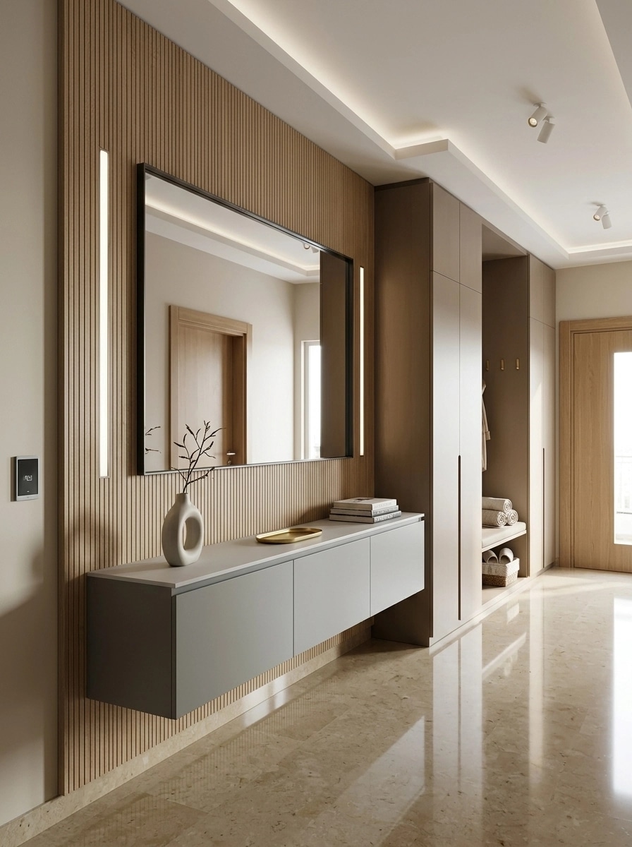 Reka bentuk dalaman dalam gaya Minimalism — Ruang Legar oleh GenRoom AI
