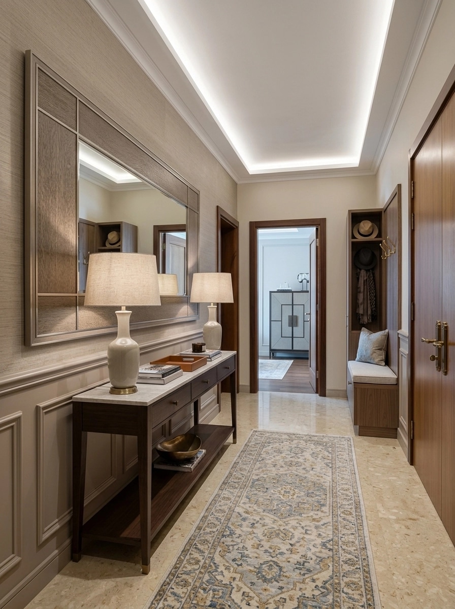Transitional Hallway design — interior photo by GenRoom AI