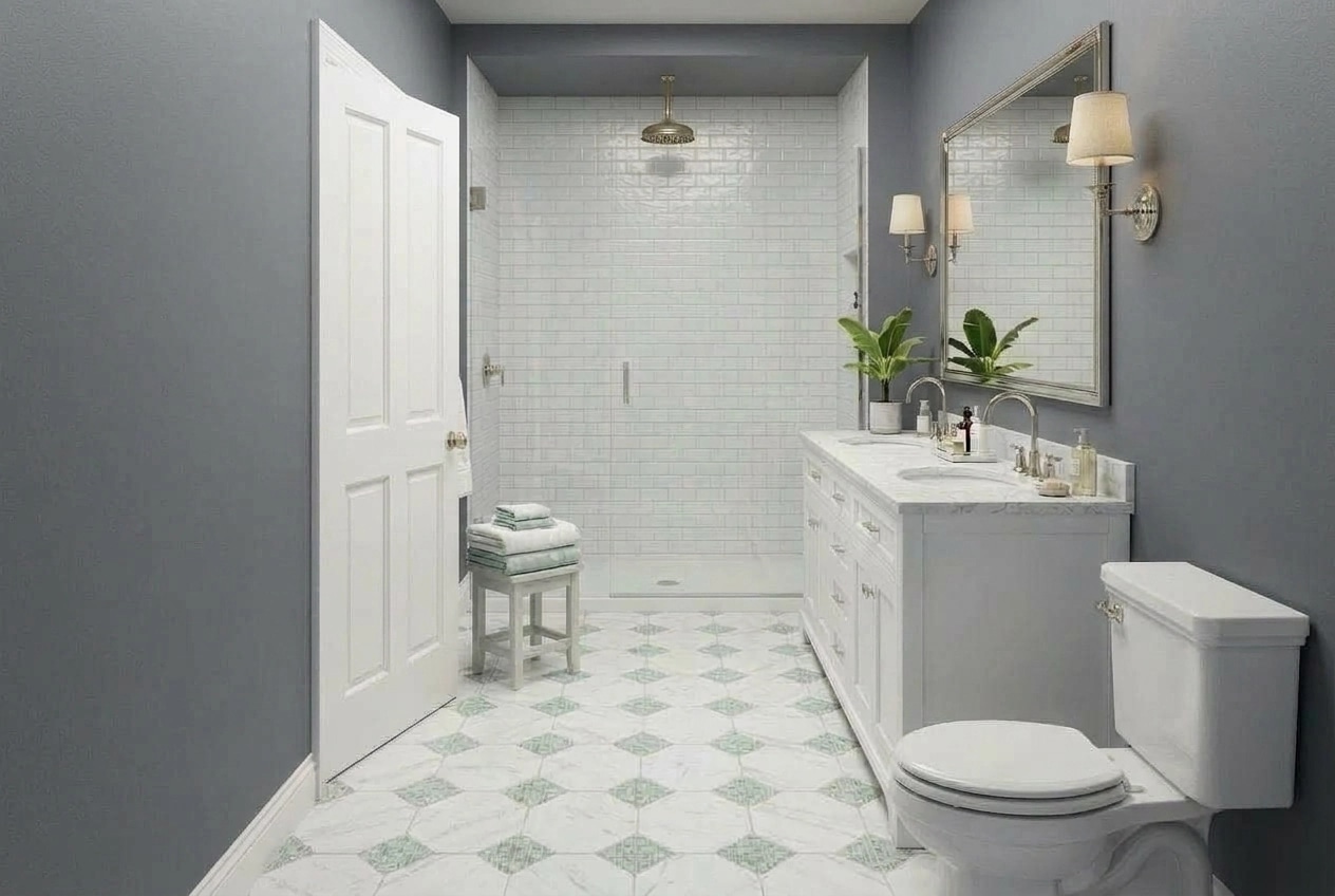 Interior design in Coastal / Hamptons style — Bathroom by GenRoom AI
